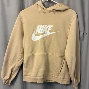 Nike Beige Hoodie with White Swoosh Logo